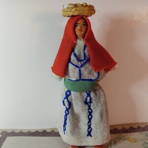 Vintage Handcrafted Ethnic Girl Doll 7.5 in.tall
